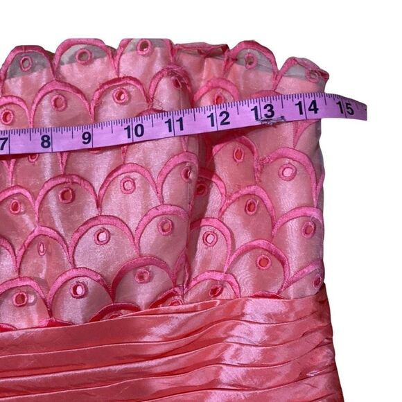 Jovani Strapless A-Line Peach Ruffled Lace Designer Women’s Mermaid Mini Dress 2 - Picture 6 of 14